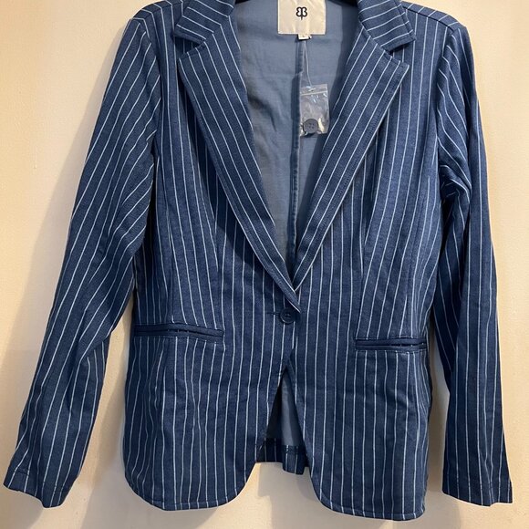 Betabrand Transcendent Blazer in Aegean Pinstripe - Size Large - Picture 4 of 7